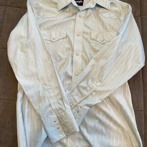 Wrangler Men's Striped Light Blue Shirt